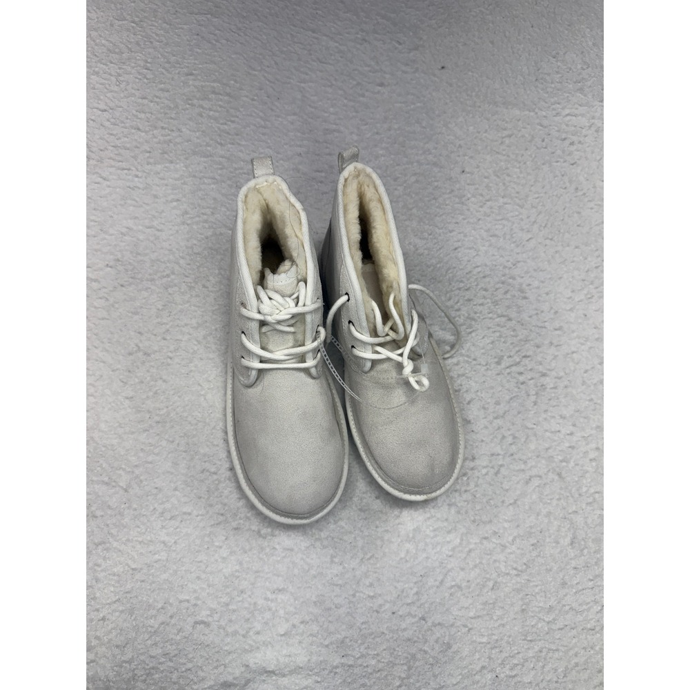 UGG Neumel Suede Lace Up Chukka Boots Grey White 1017320K Size 6Y 6 Women